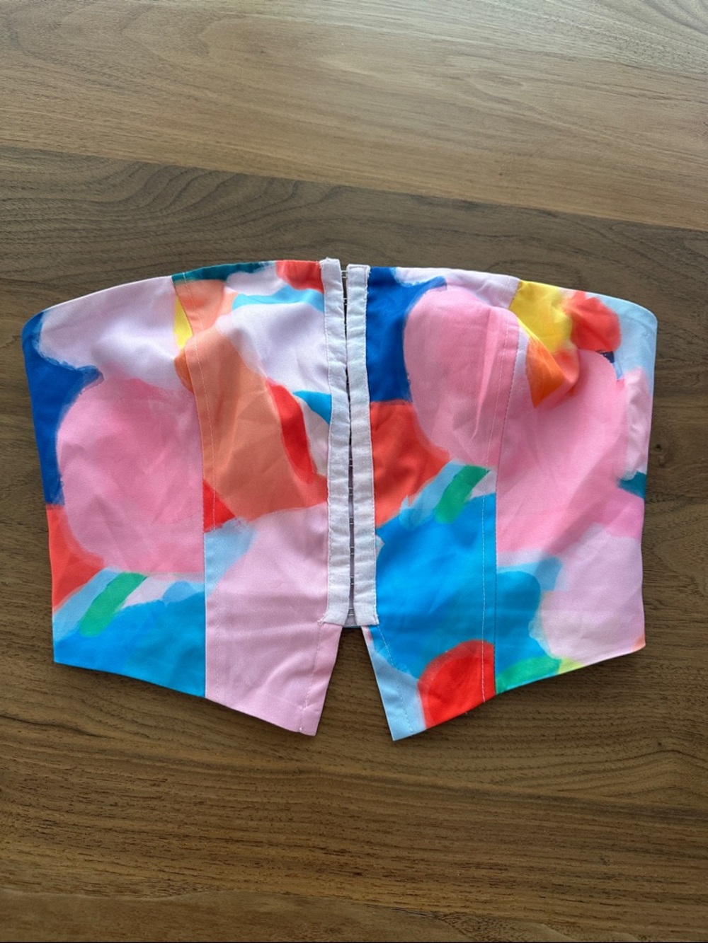 Princess Polly Abstract Watercolor Corset Top – Size 6 – EUC – Strapless Bustier - Picture 2 of 6